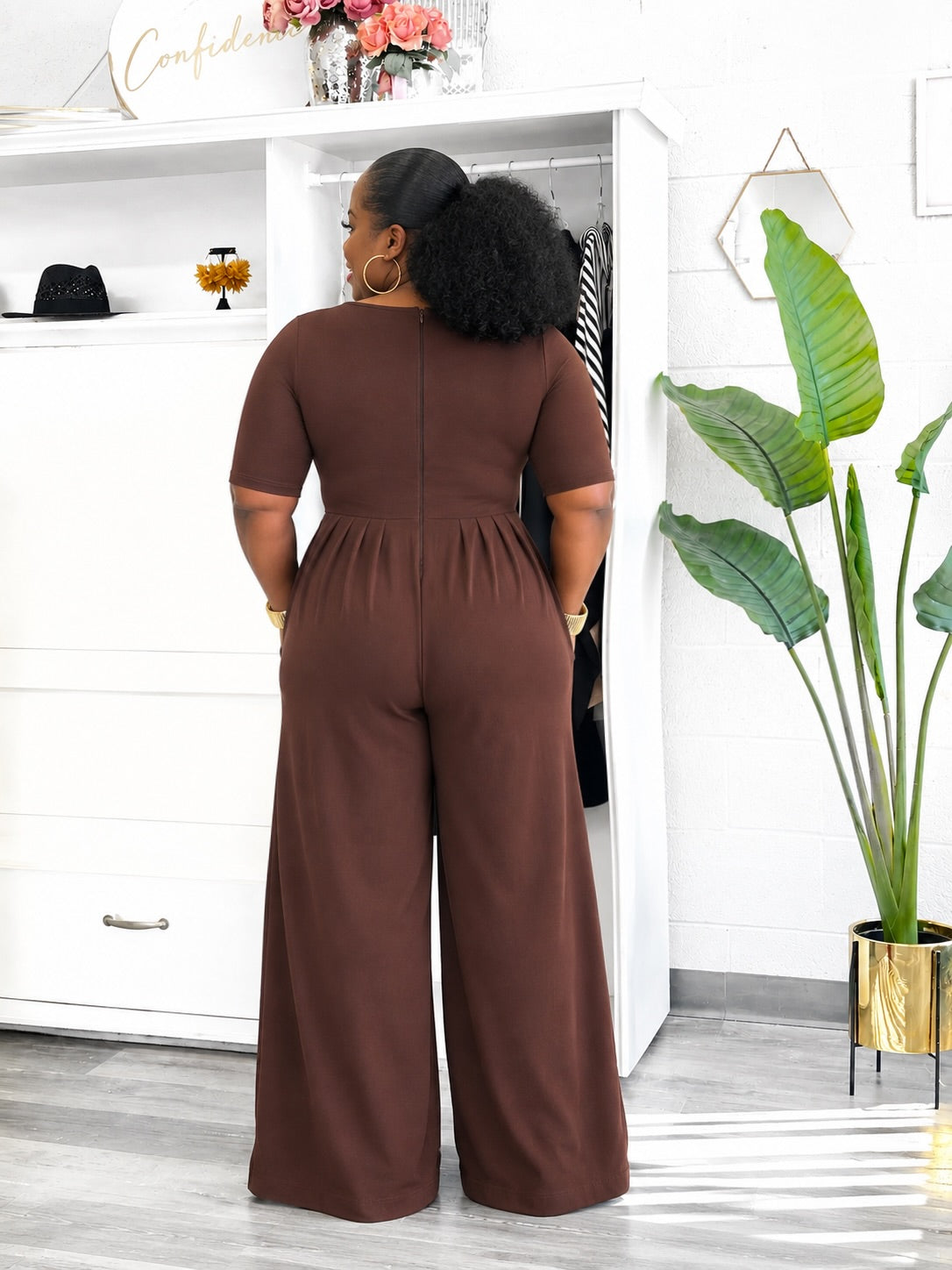 Chocolate Scoop Neck Jumpsuit