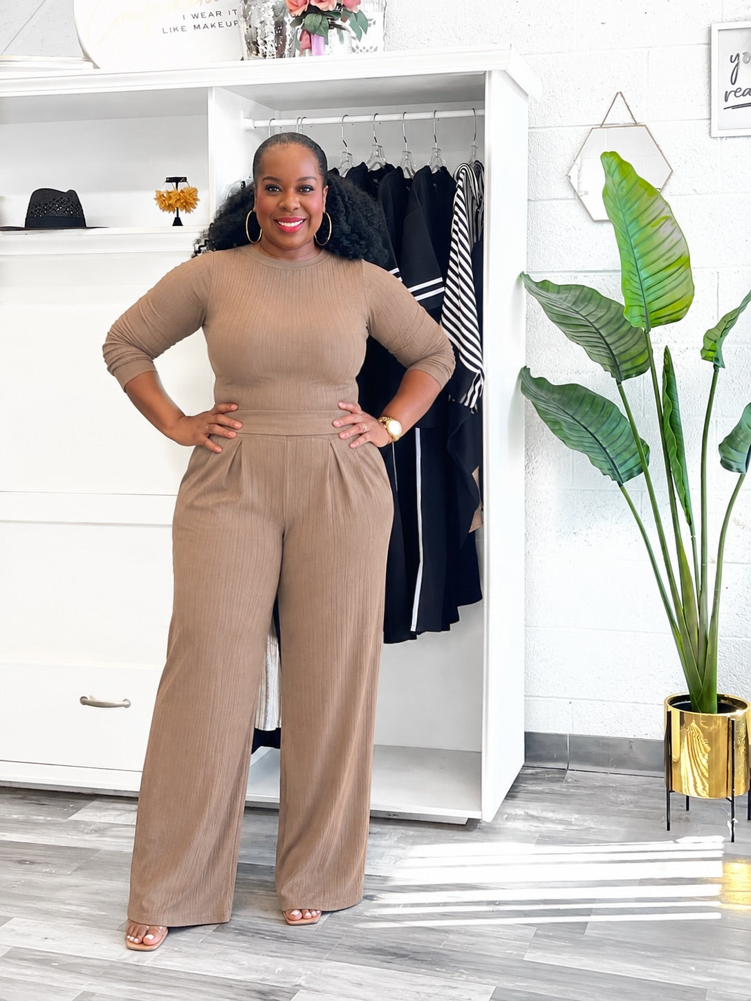 Effortlessly Chic Ribbed Pant Set
