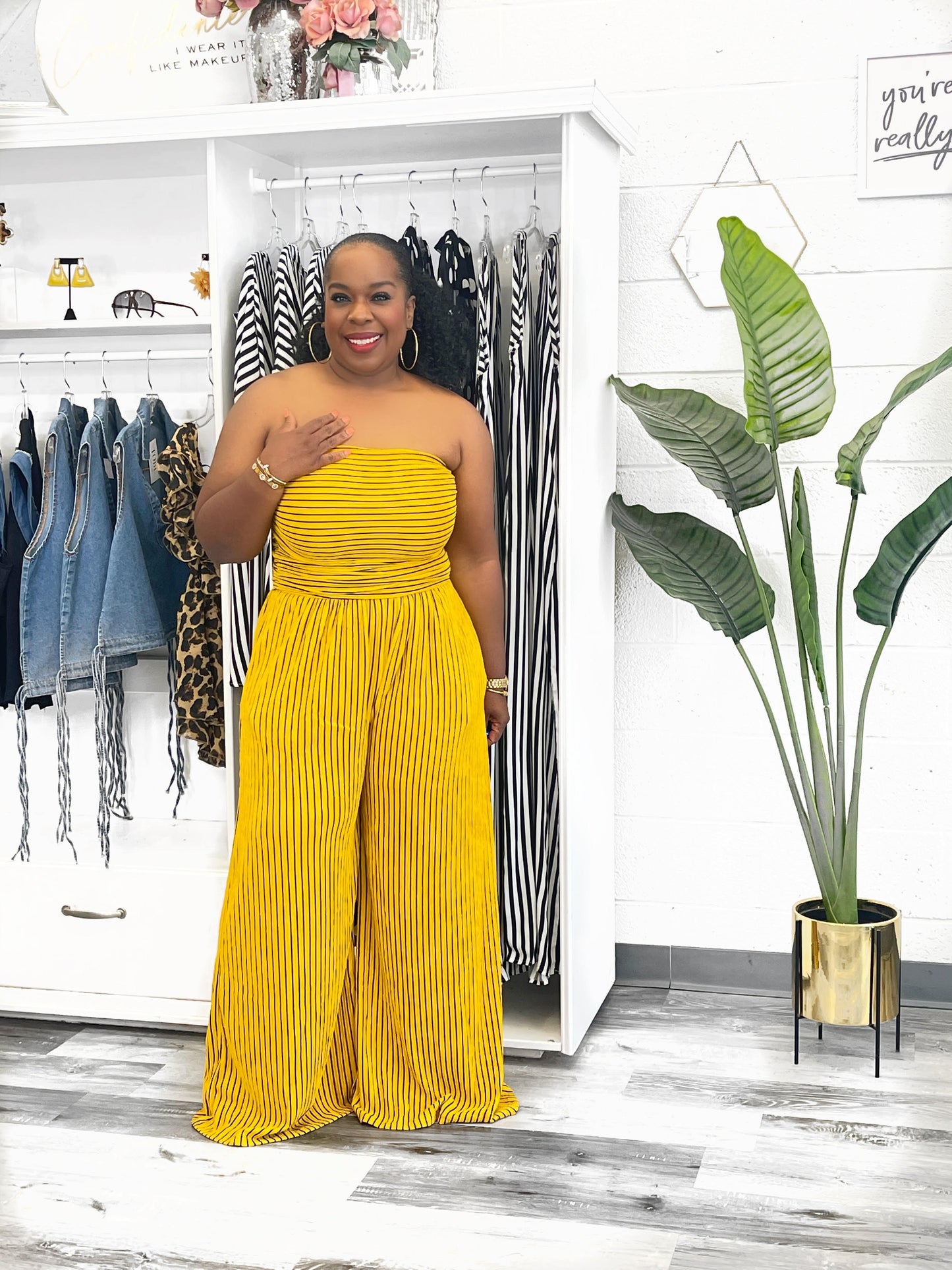 Striped Tube Jumpsuit