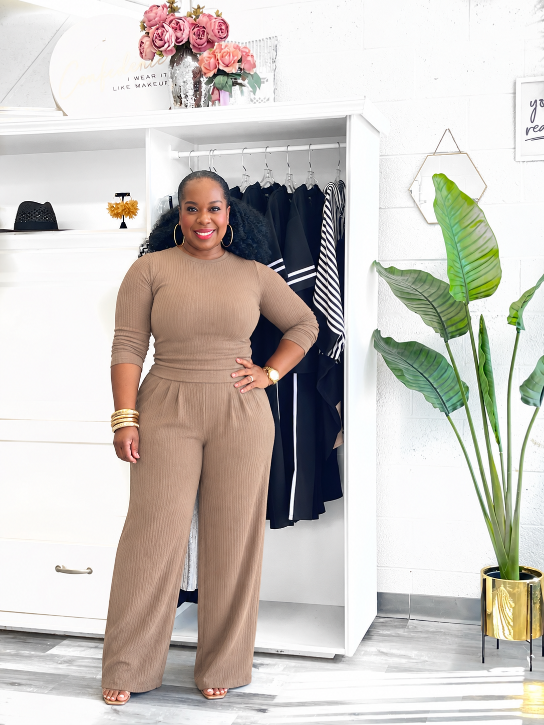 Effortlessly Chic Ribbed Pant Set