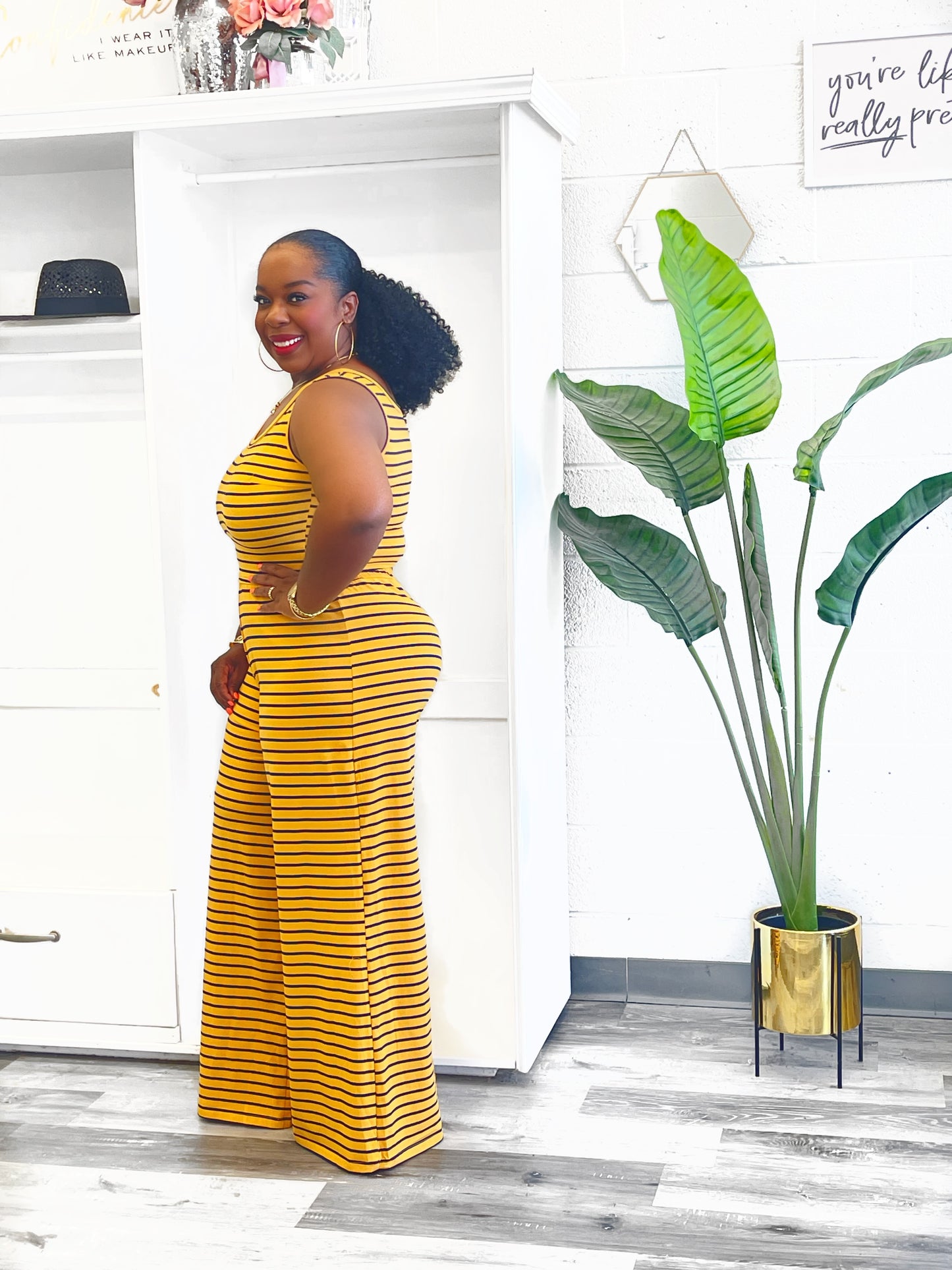 Striped Knit Top And Pants Set
