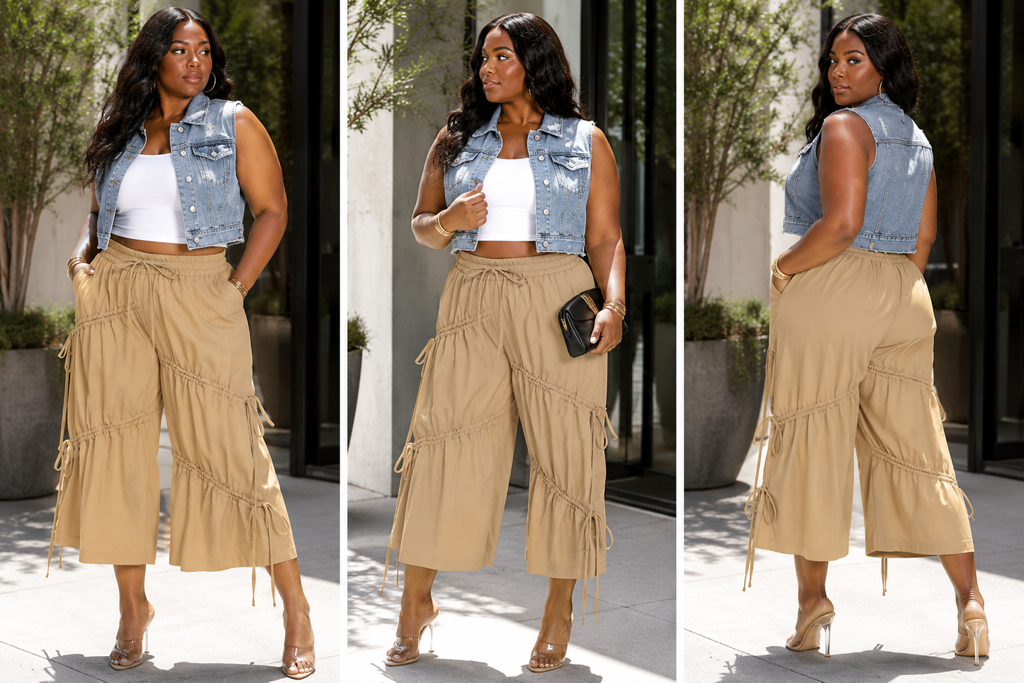 Ruched Wide Leg Gauchos