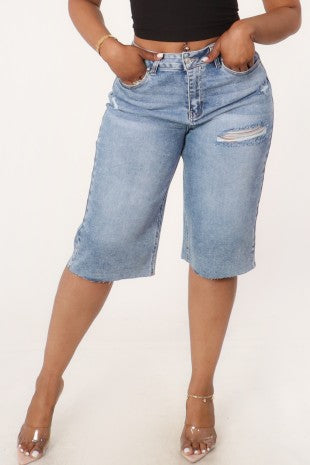 Distressed Denim Jorts
