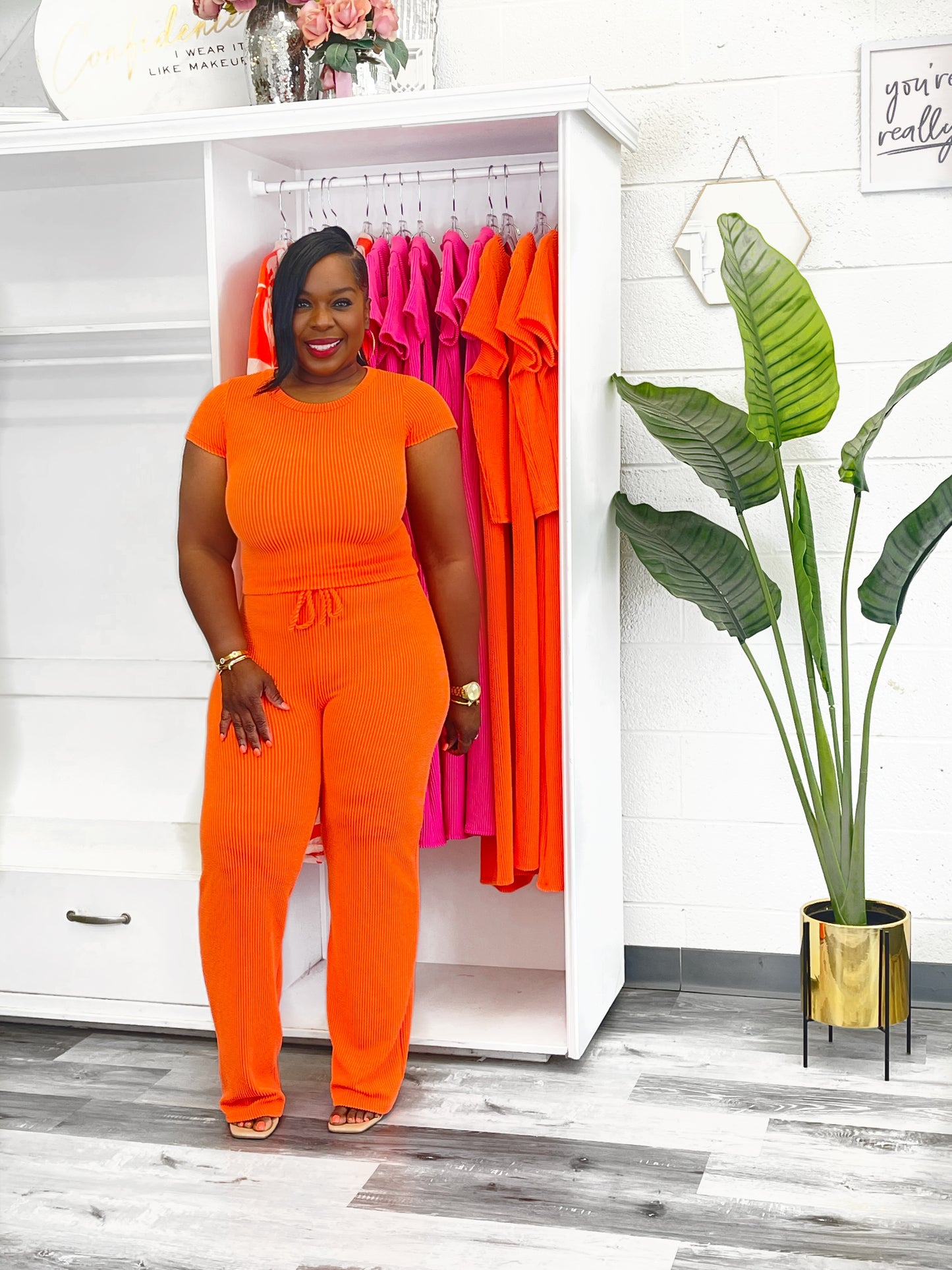 Round Neck Ribbed Set