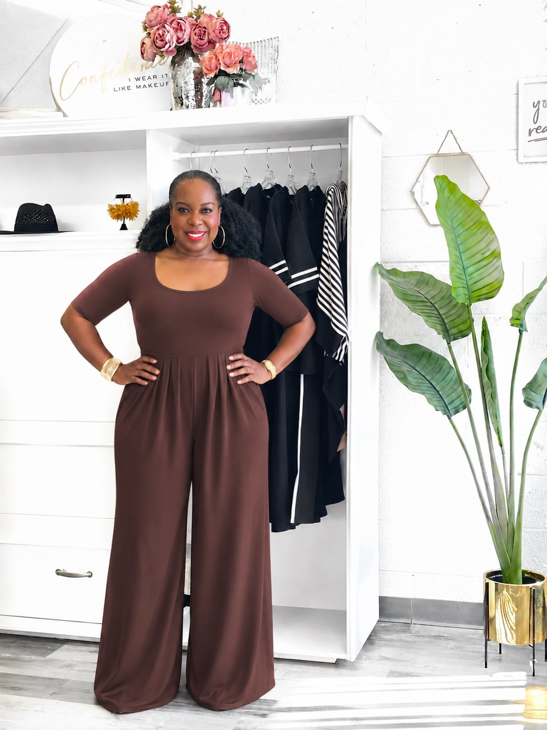 Chocolate Scoop Neck Jumpsuit