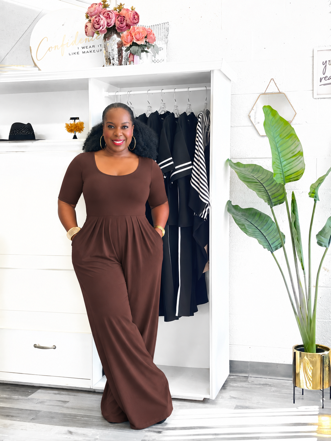Chocolate Scoop Neck Jumpsuit