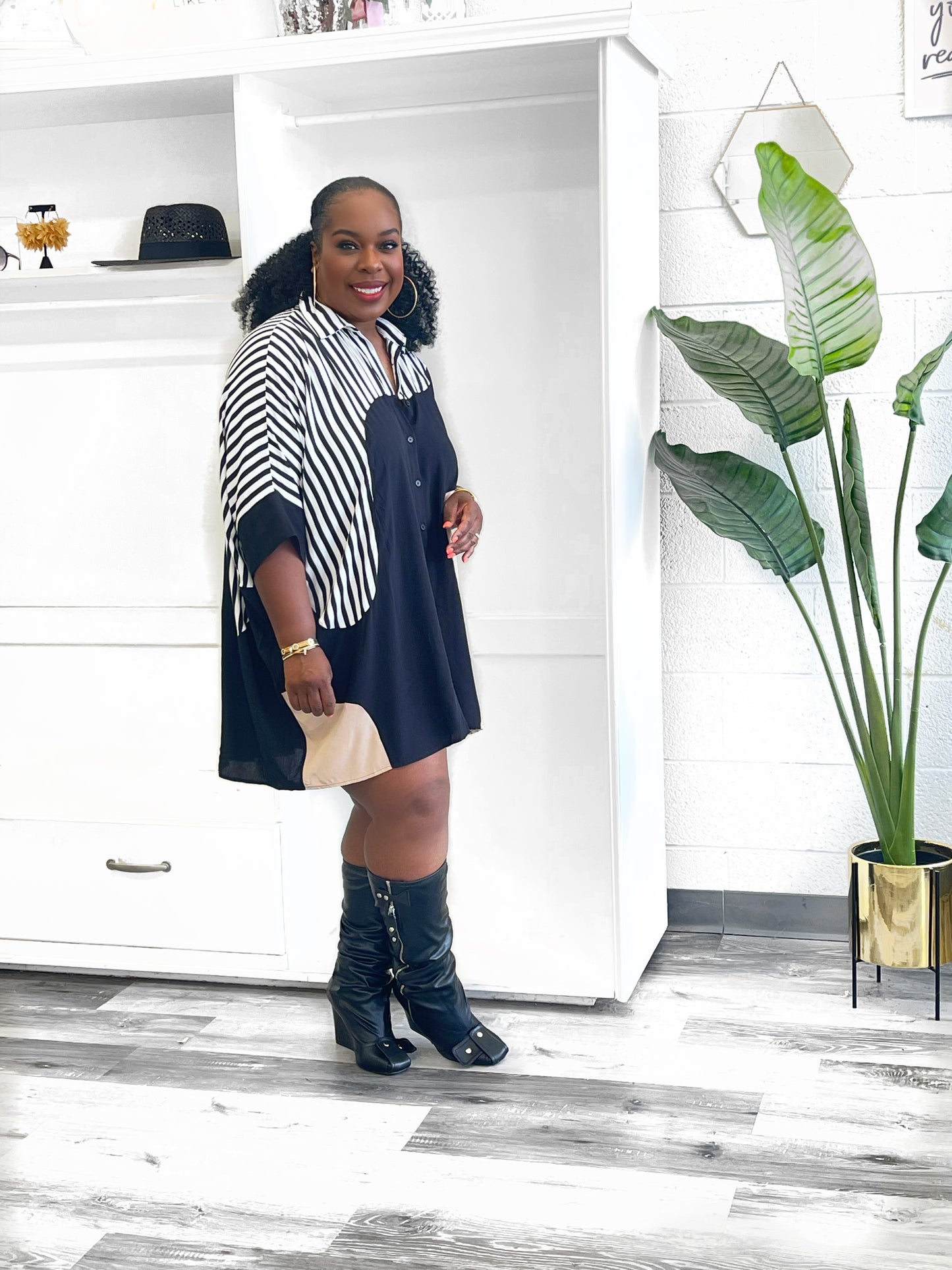 Two Sided Asymmetrical Tunic Shirt Dress