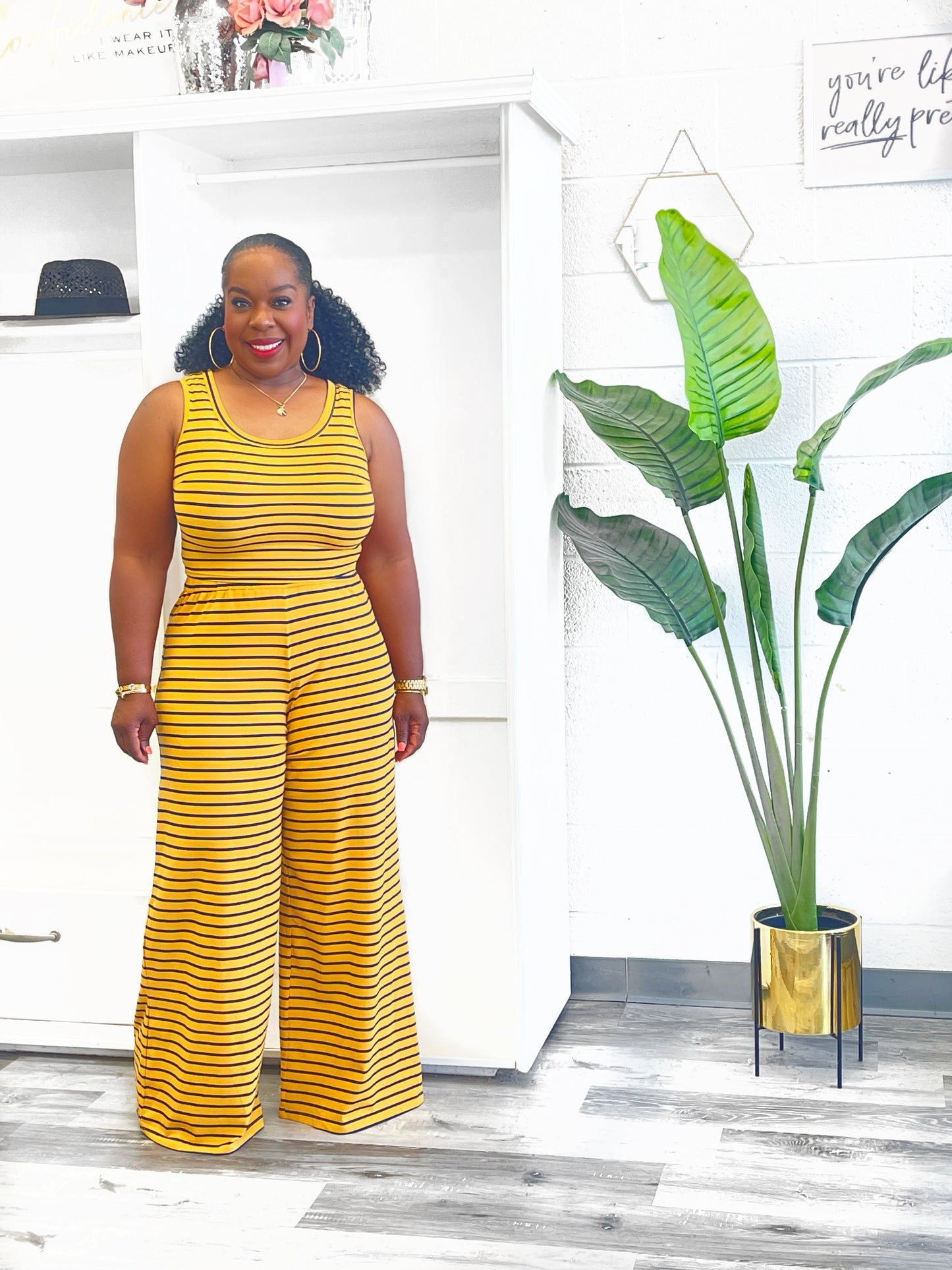 Striped Knit Top And Pants Set