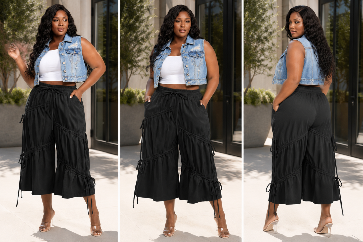 Ruched Wide Leg Gauchos
