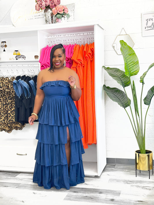 Tiered Strapless Ruffle Dress
