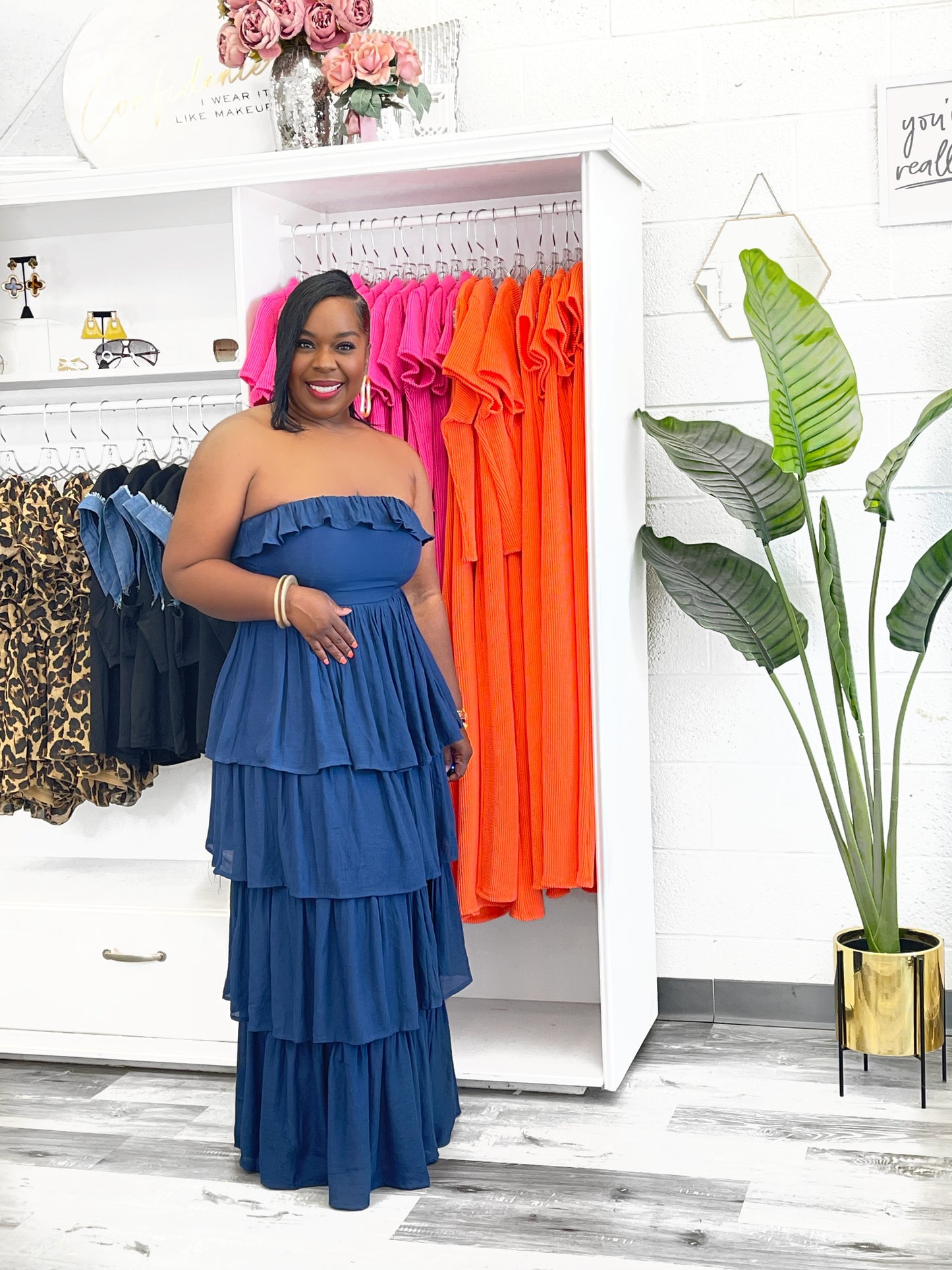 Tiered Strapless Ruffle Dress