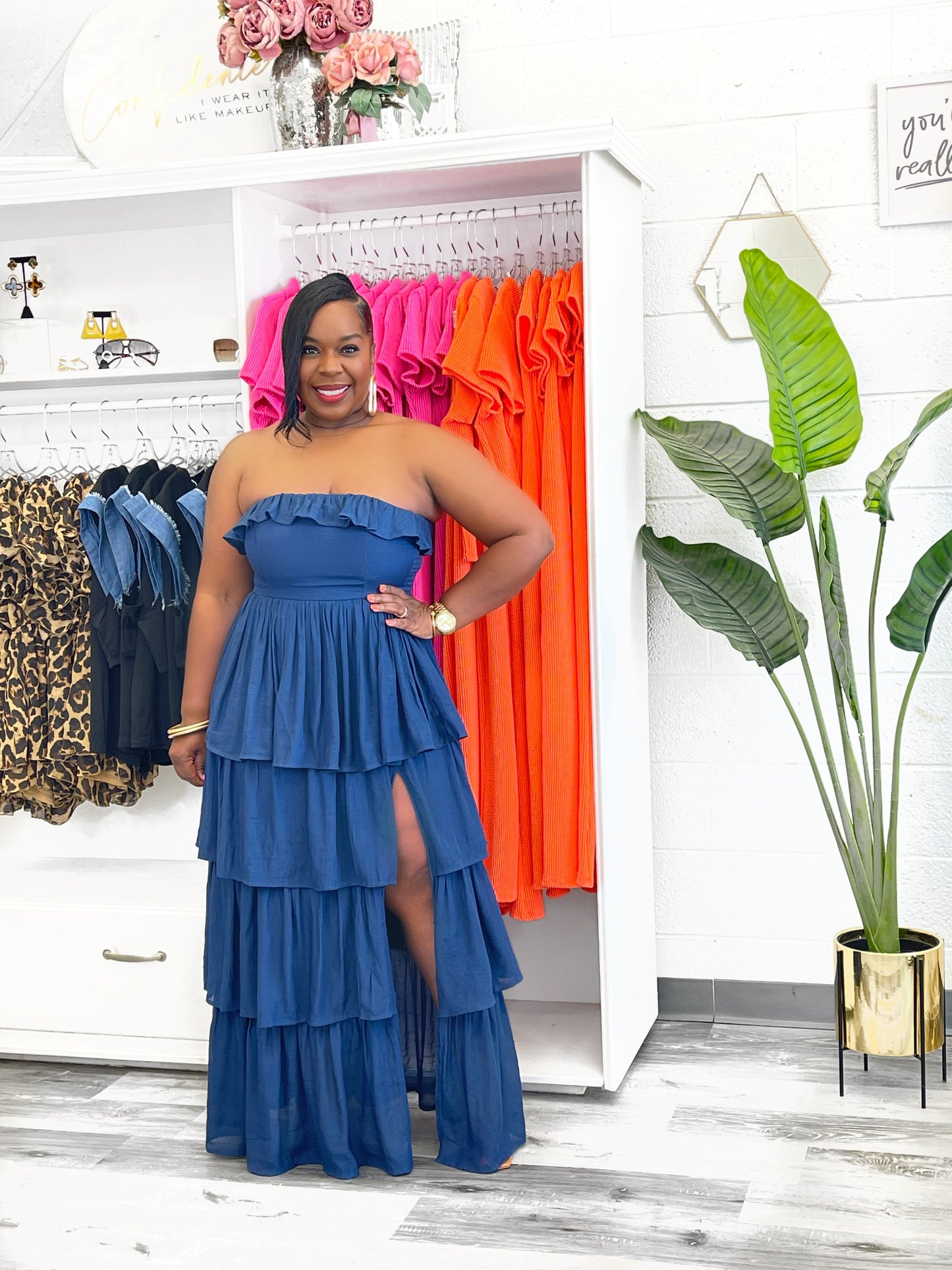 Tiered Strapless Ruffle Dress