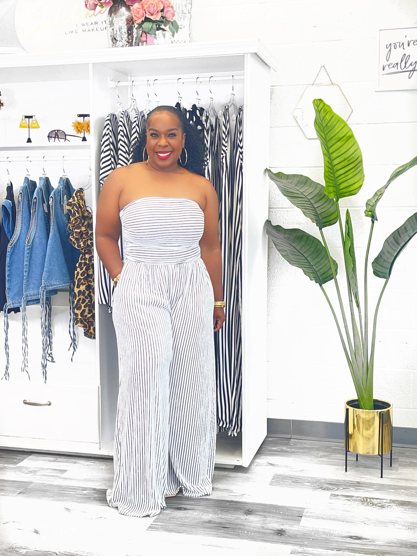 Striped Tube Jumpsuit