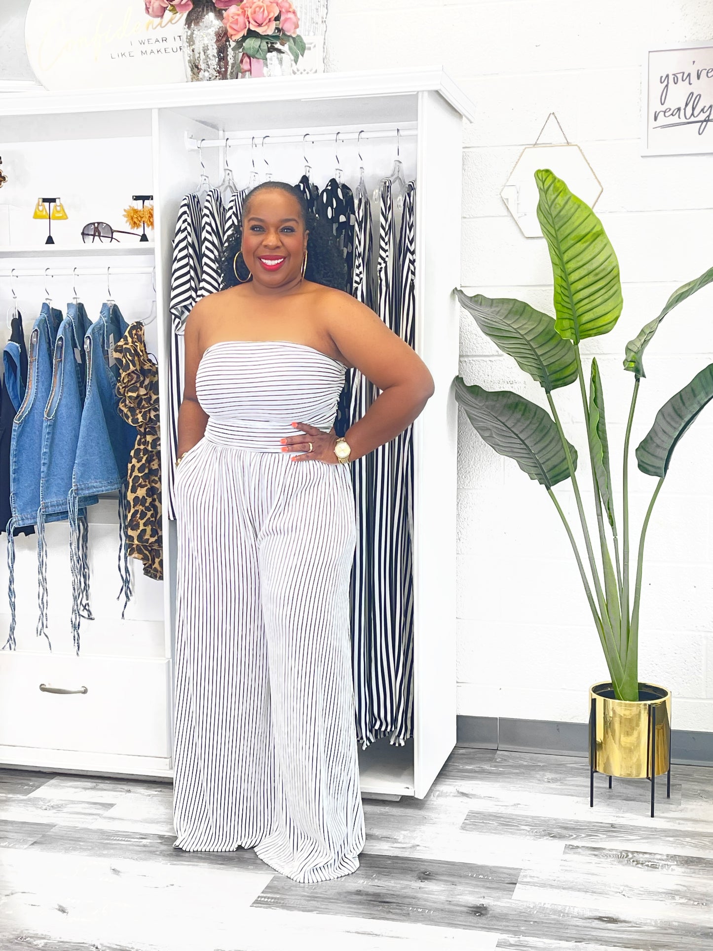 Striped Tube Jumpsuit