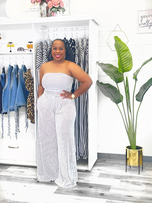 Striped Tube Jumpsuit