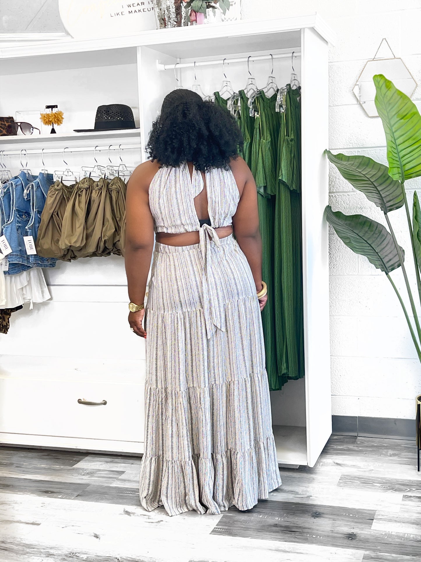Stripe Cut-Out Maxi Dress
