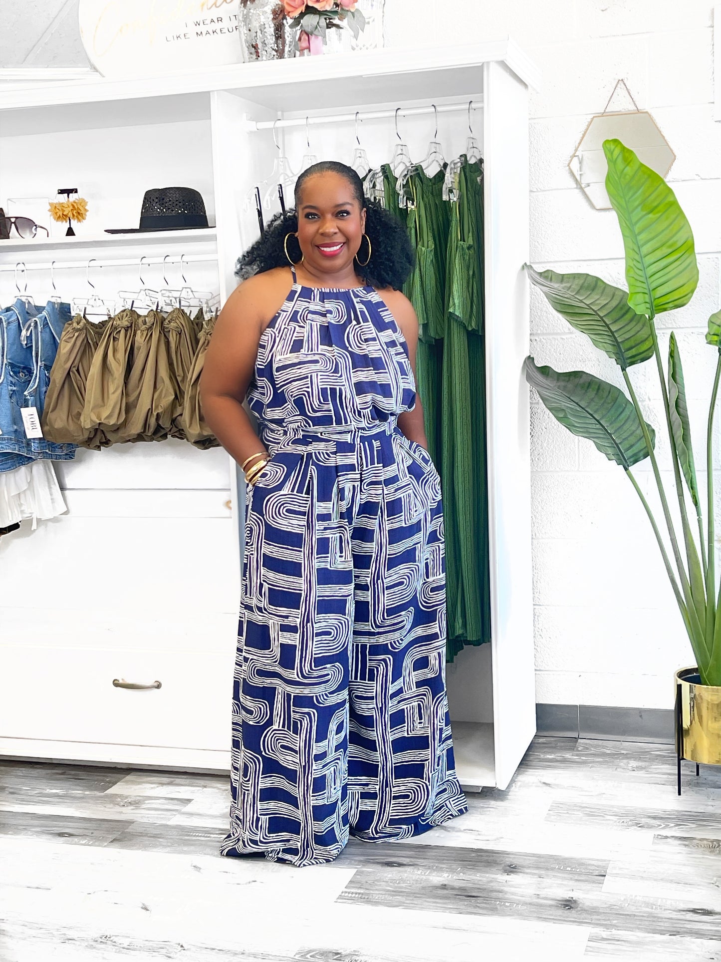 Loose Fit Printed Navy Set