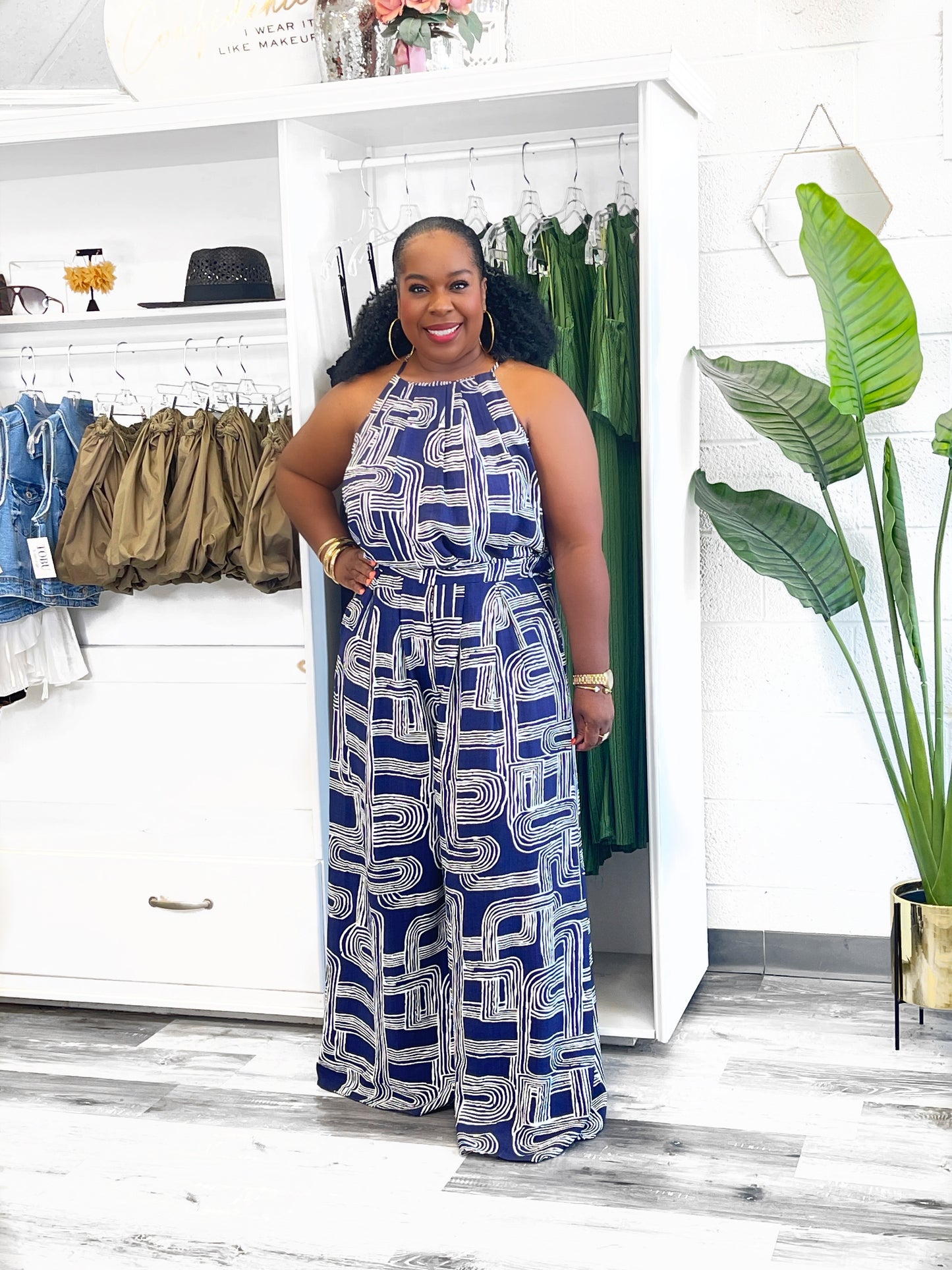 Loose Fit Printed Navy Set