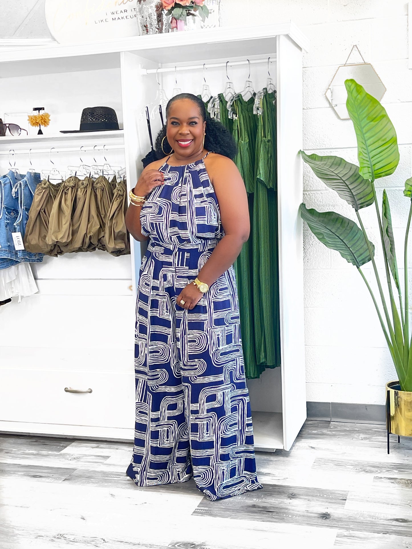 Loose Fit Printed Navy Set