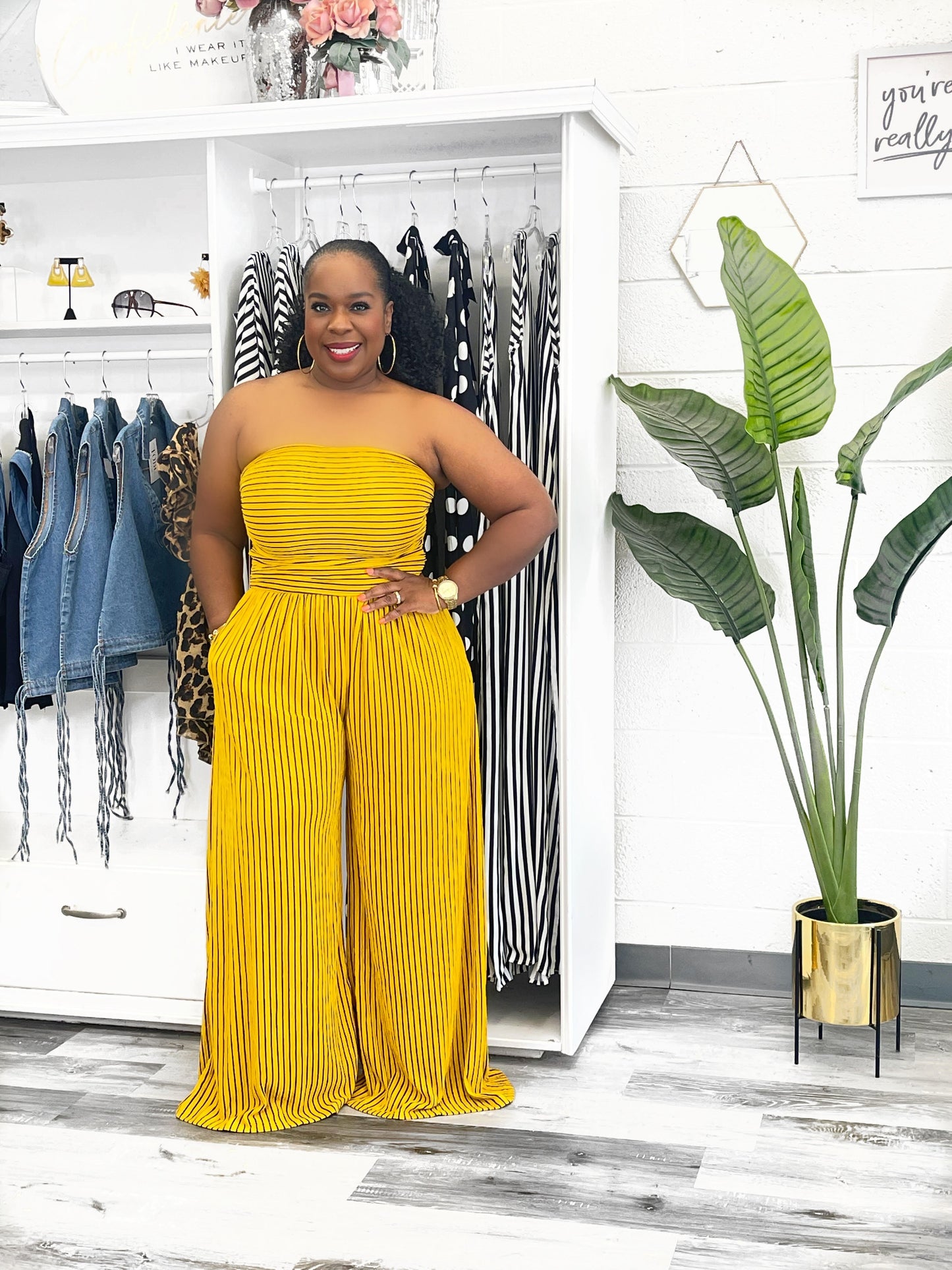 Striped Tube Jumpsuit